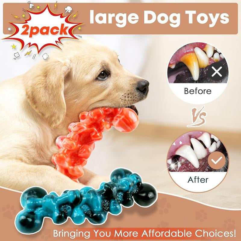 Dog Chew Toys for Aggressive Chewers - 2 Pack Super Chewer Toys for Large Dogs - Tough, Durable and Indestructible